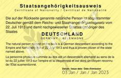 Muster Staatsangehörigkeitsausweis Vorderseite