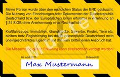 Muster Notwehrkarte Rückseite