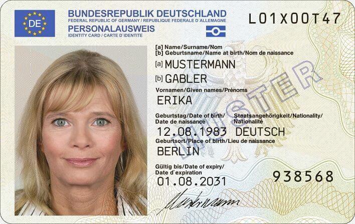 Personalausweis der Bundesrepublik Deutschland (Vorderseite) Personalausweis der Bundesrepublik Deutschland (Vorderseite)
